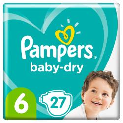 Pampers Baby-Dry Größe 6, 27 Windeln, bis zu 12 Stunden Rundumschutz, 13-18kg