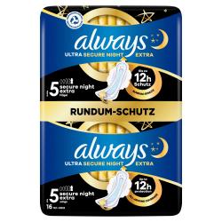 Always Ultra Damenbinden Secure Night Extra (Größe 5) Mit Flügeln
