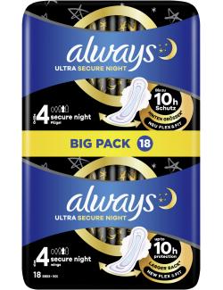 Always Ultra Secure Night Binde mit Flügeln Größe 4