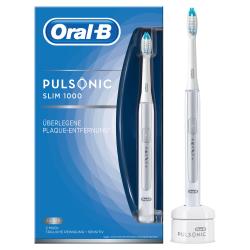 Oral-B Pulsonic Slim 1000 elektrische Schallzahnbürste, mit Timer und Aufsteckbürste, silber
