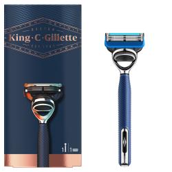 King C. Gillette Shave & Edging Rasierer, 5-Klingen-Rasierer für Männer , marineblau