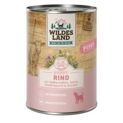Wildes Land Hund Puppy Rind mit Süßkartoffeln, Äpfeln, Wildkräutern & Distelöl