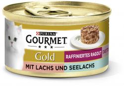 Purina Gourmet Gold raffiniertes Ragout Duett mit Lachs und Seelachs