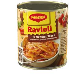 Maggi Ravioli in pikanter Sauce mit Fleisch