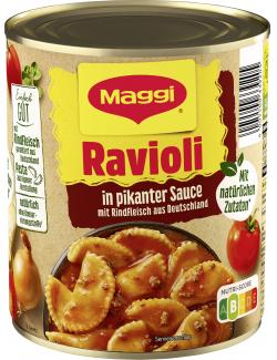 Maggi Ravioli in pikanter Sauce mit Fleisch