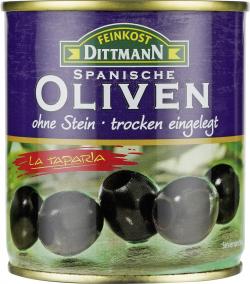 Feinkost Dittmann Spanische geschwärzte Oliven ohne Stein trocken eingelegt