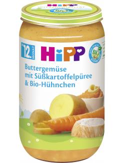 Hipp Buttergemüse mit Süßkartoffelpüree und Bio-Hühnchen