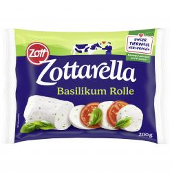 Zott Zottarella Rolle mit Basilikum