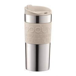Bodum Travel Mug Edelstahl-Reisebecher doppelwandig 0,35 Liter weiß