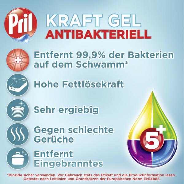 Pril Geschirrspülmittel Kraft Gel 5+ Antibakteriell