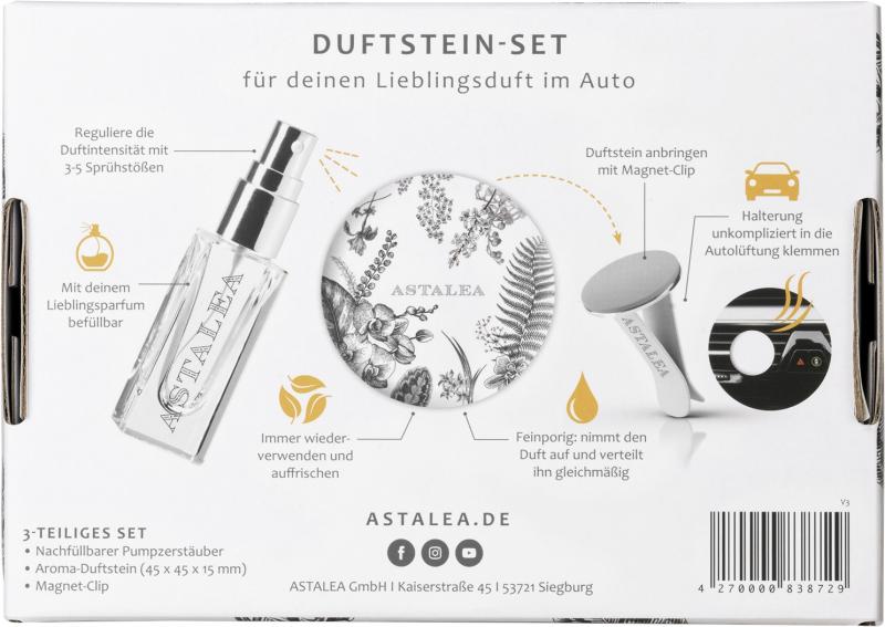 Astalea Duftstein-Set fürs Auto Flower Bouquet weiß/grau