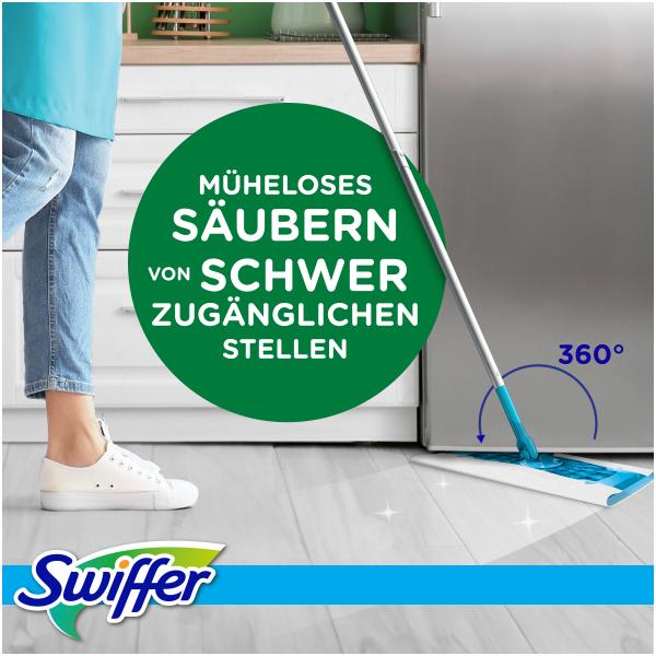 Swiffer Boden Starterset Wet + Dry (Bodenstab + 3 Wet Wischtücher + 8 Dry Trockentücher)