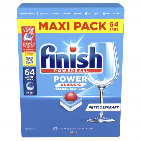 Finish Powerball Power Classic Fresh All in 1 Tabs Maxi Pack 64 Stück