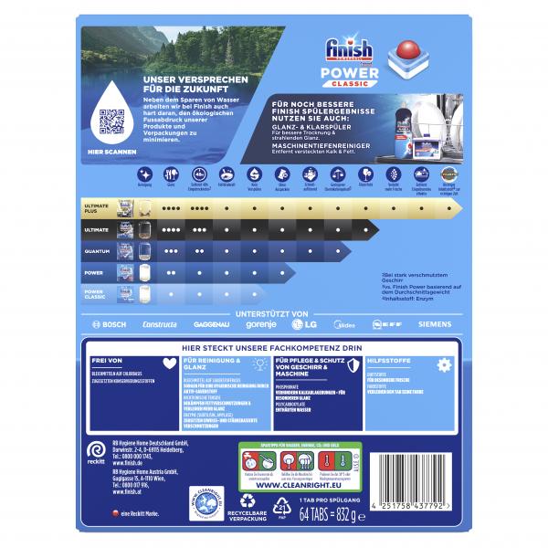 Finish Powerball Power Classic Fresh All in 1 Tabs Maxi Pack 64 Stück