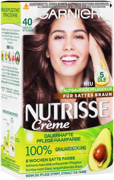 Garnier Nutrisse Creme Dauerhafte Pflege-Haarfarbe 40 chocolate mittelbraun