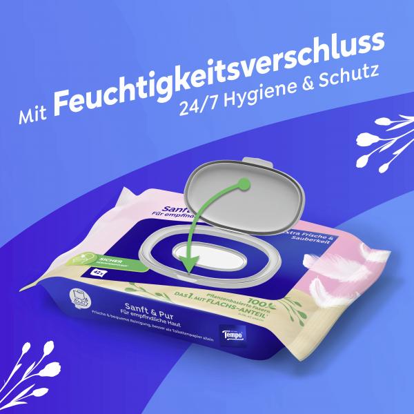 Tempo Feuchte Toilettentücher sanft & pur für empfindliche Haut