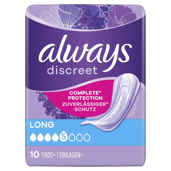 Always Discreet Inkontinenz-Einlagen Long bei Blasenschwäche Monatspaket
