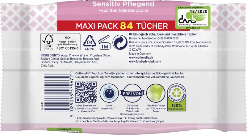Cottonelle Feuchtes Toilettenpapier Sensitiv pflegend Maxi Pack