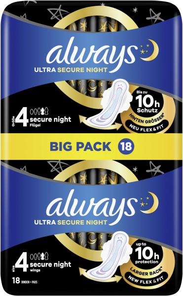 Always Ultra Secure Night Binde mit Flügeln Gr. 4