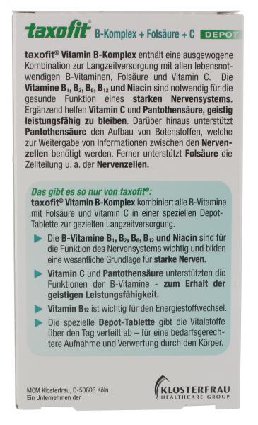 Taxofit Vitamin B-Komplex + Folsäure + C Tabletten hoch dosiert