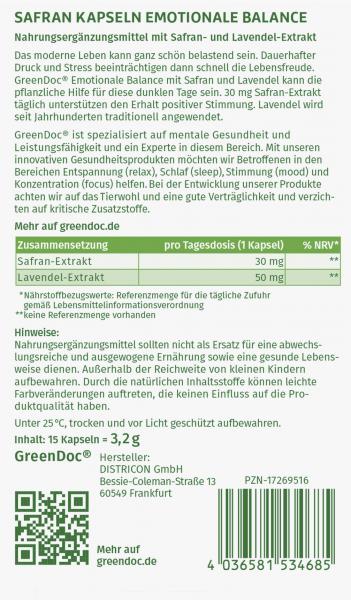 Green Doc Emotionale Balance Safran & Lavendel