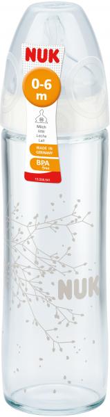 Nuk First Choice+ Glastrinkflasche mit Silikon Sauger Gr. 1/M