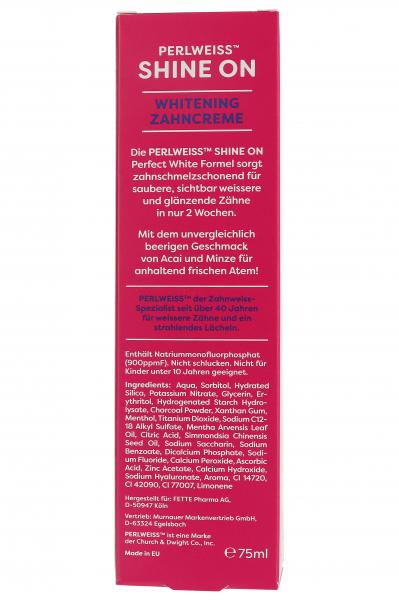 Perlweiß Shine On Whitening Zahncreme Acai und Minze