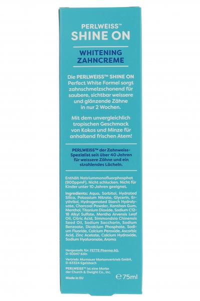 Perlweiß Shine On Whitening Zahncreme Kokos und Minze