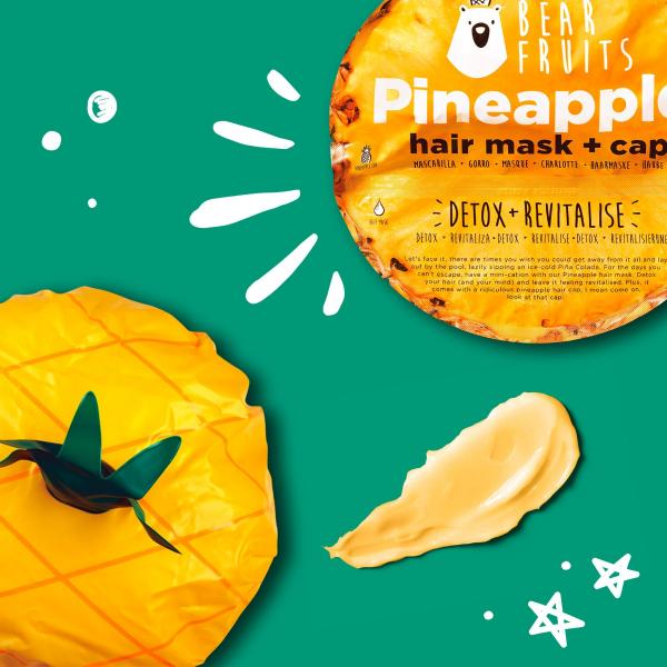 Bear Fruits Pineapple Detox + Revitalisierung Haarmaske mit Haube