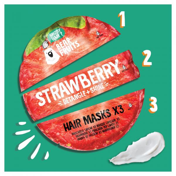 Bear Fruits Strawberry Hair Masks 3er Pack