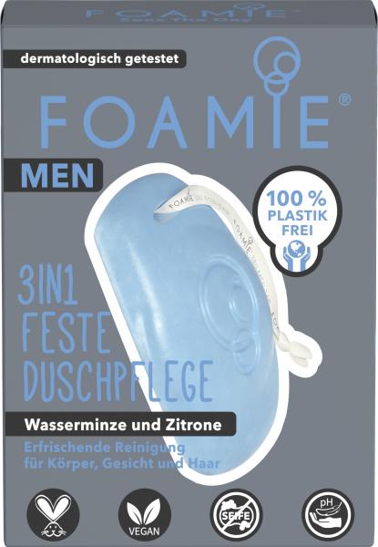 Foamie Men 3in1 Feste Duschpflege Wasserminze und Zitrone