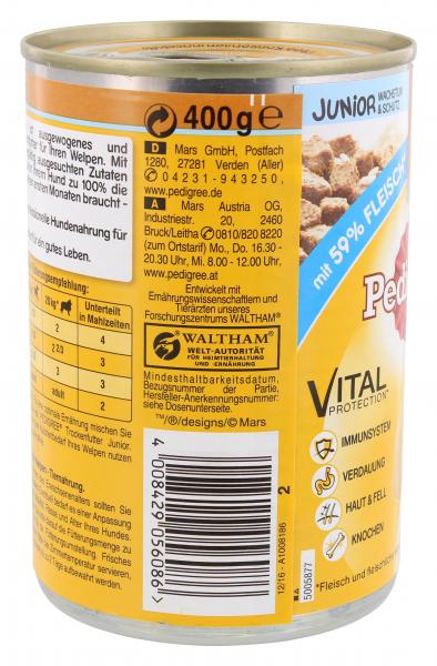 Pedigree Junior Wachstum & Schutz Pastete mit Geflügel & Reis