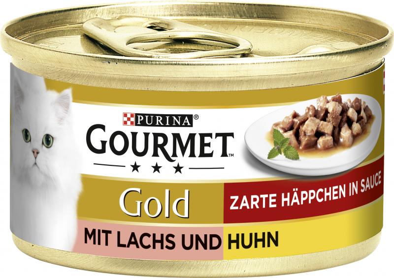 Gourmet Gold Zarte Häppchen in Sauce mit Lachs & Huhn
