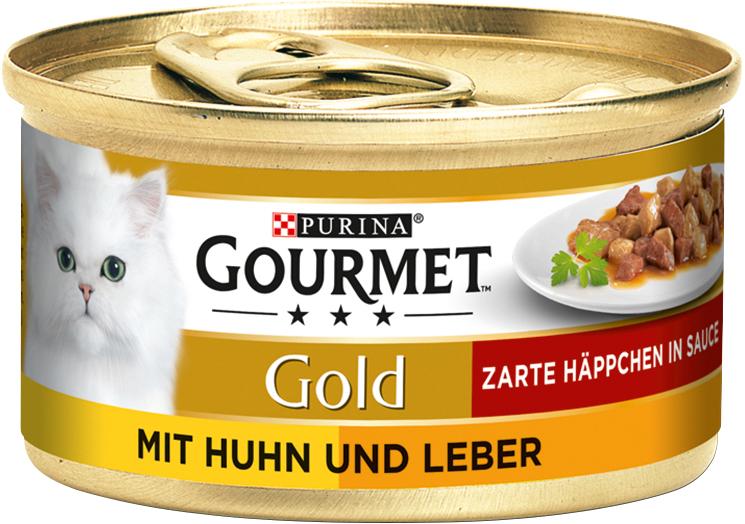 Gourmet Gold Zarte Häppchen in Sauce mit Huhn & Leber