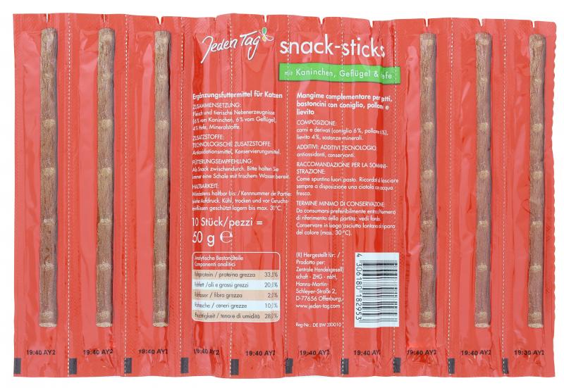 Jeden Tag Snack-Sticks Kaninchen, Geflügel & Hefe
