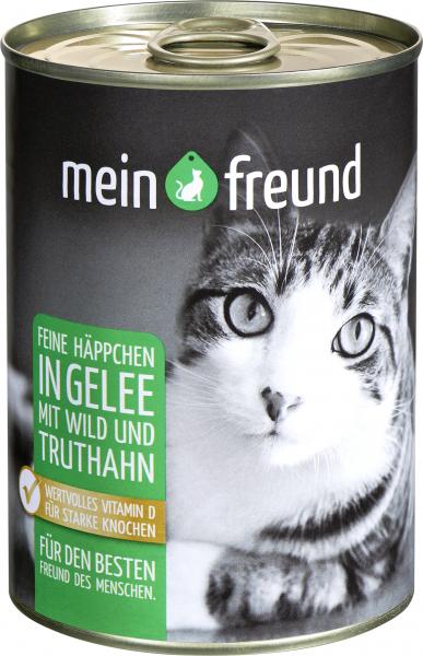 Mein Freund Katze Feine Häppchen in Gelee Wild und Truthahn
