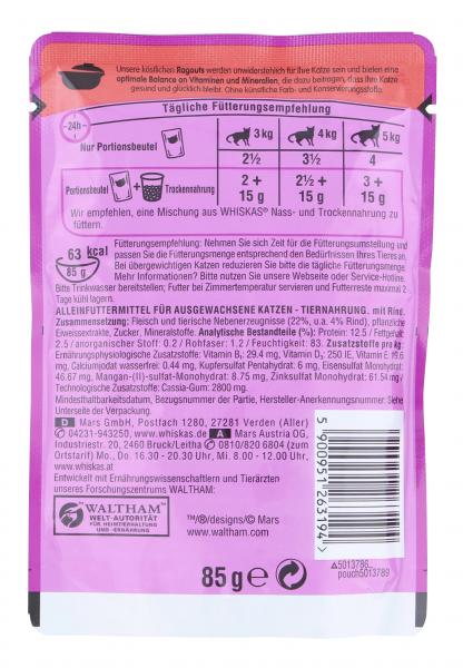 Whiskas 1+ Ragout mit Rind