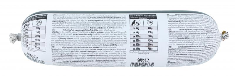 Perfecto Dog Hundewurst mit Hähnchen, Pute & Reis