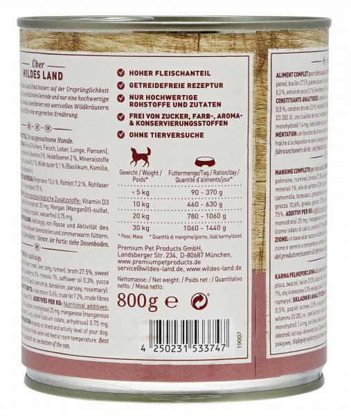 Wildes Land Hund Adult Rind mit Süßkartoffeln, Heidelbeeren, Wildkräutern & Distelöl