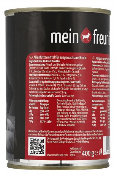 Mein Freund Hund Ragout mit Rind, Nudeln & Karotten