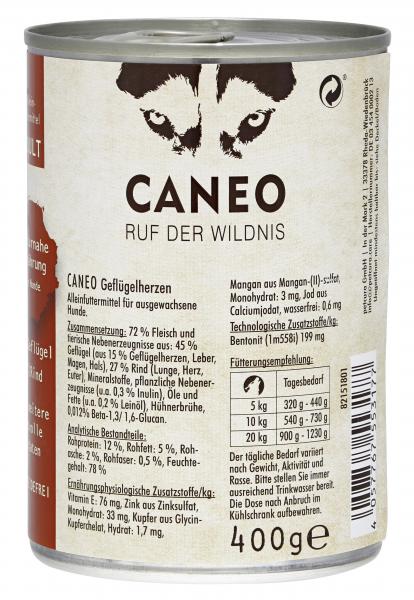 Caneo Ruf der Wildnis Geflügelherzen getreidefrei
