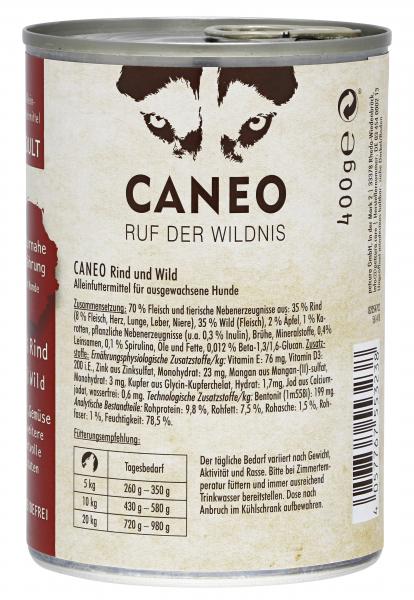 Caneo Ruf der Wildnis Rind und Wild getreidefrei