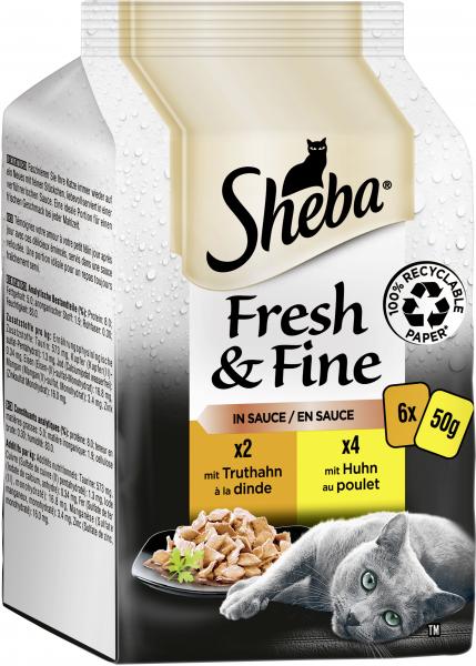 Sheba Fresh & Fine in Sauce mit Huhn und mit Truthahn