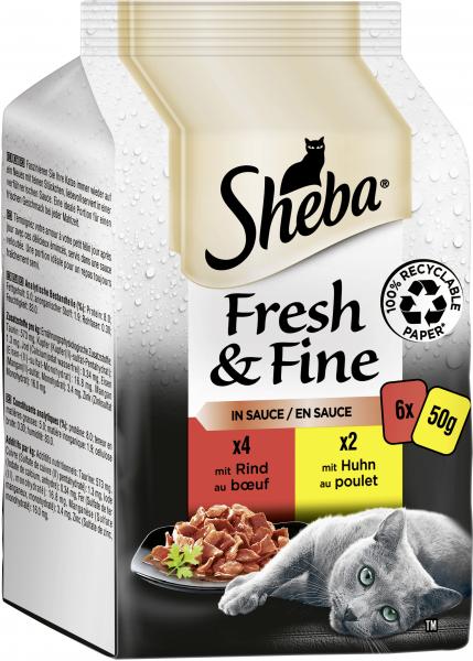 Sheba Fresh & Fine in Sauce mit Rind und mit Huhn