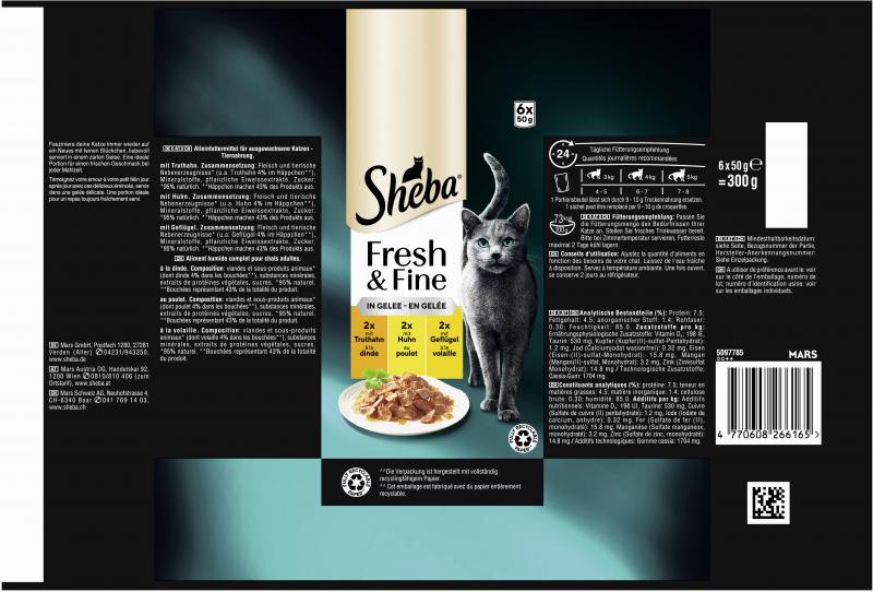 Sheba Fresh & Fine in Gelee mit Geflügel