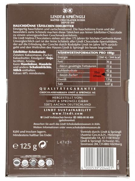 Lindt Hauchdünne Täfelchen edelbitter