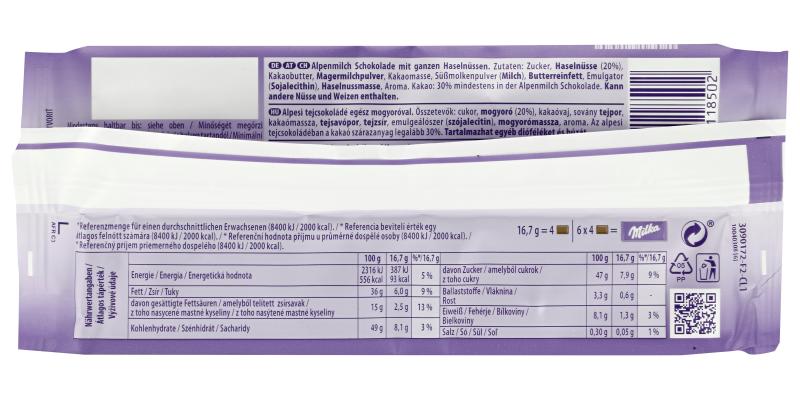 Milka Tafel Ganze Haselnüsse