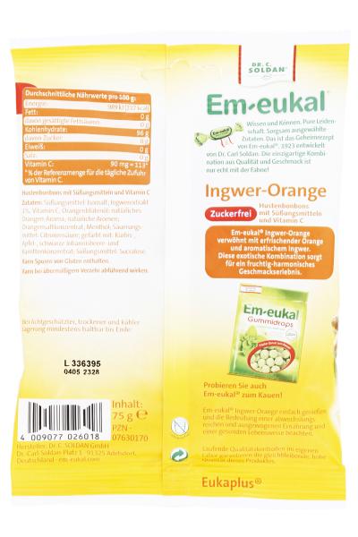 Em-eukal Hustenbonbons Ingwer-Orange zuckerfrei