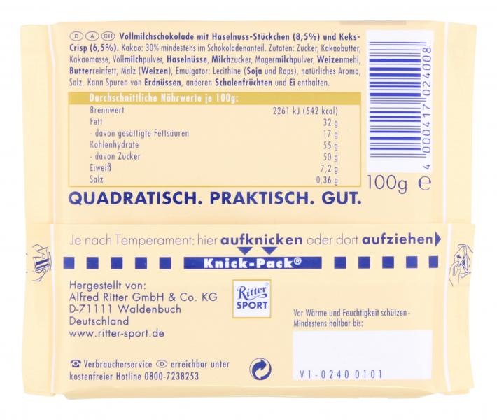 Ritter Sport Bunte Vielfalt Keks + Nuss