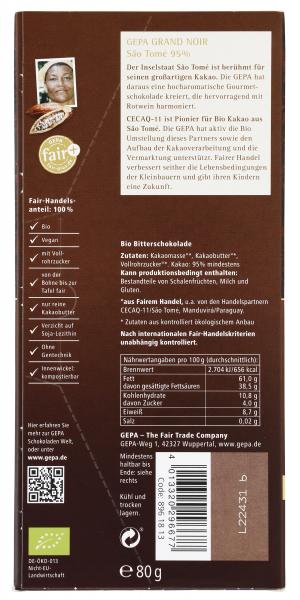 Gepa Bio Schokolade Grand Noir São Tomé 95%